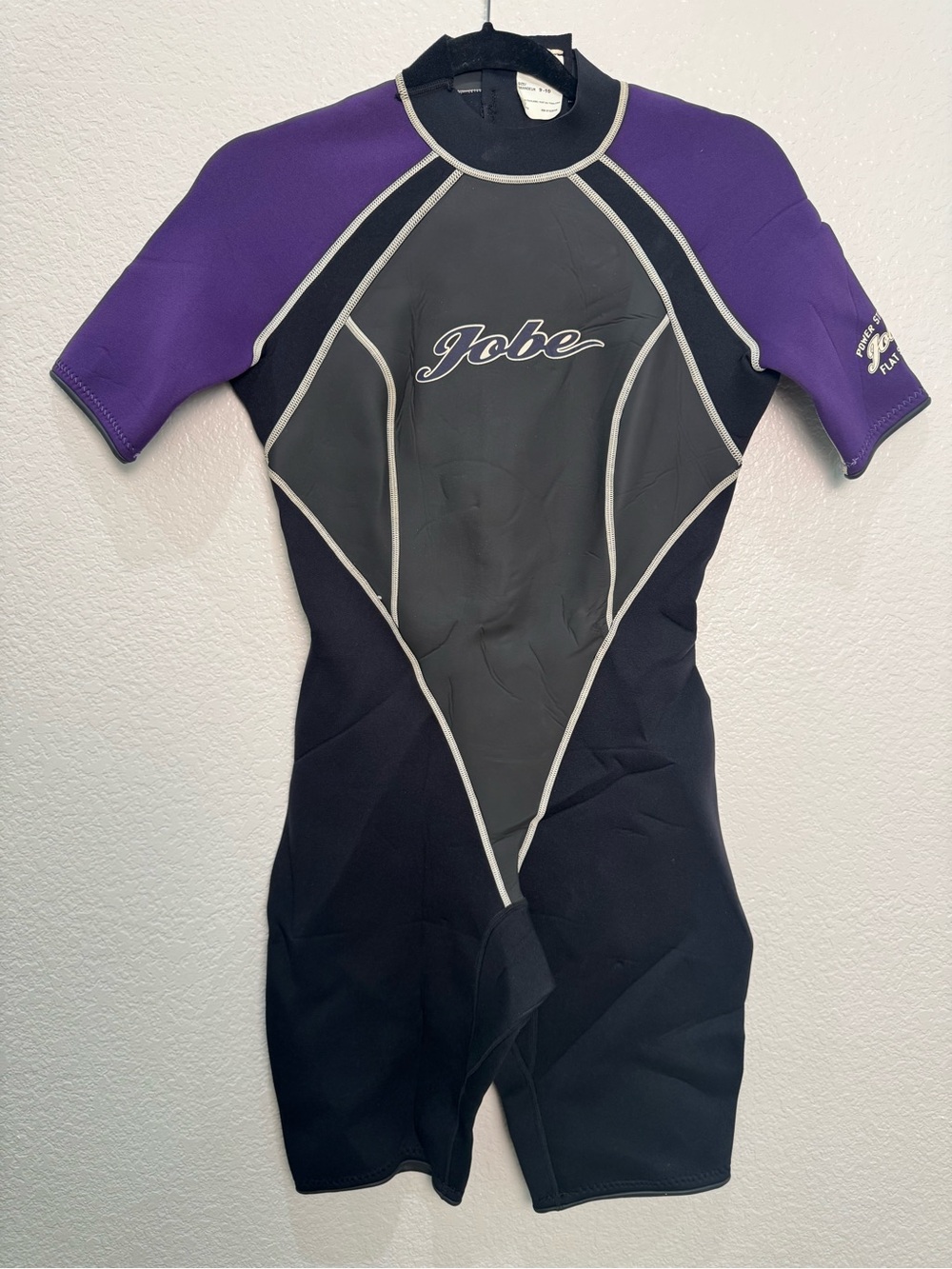 Jobe Womens Wetsuit Size 9-10 Shorty Purple Black Neoprene Back Zip Surf Dive